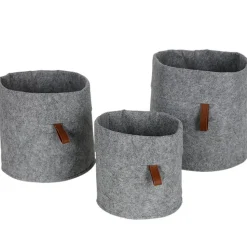 Filz-AufbewahrungsKörbe Rund 3Er-Set Grau