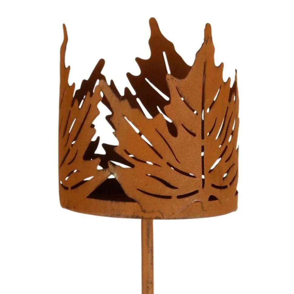 Gartenstecker Kerzenhalter "Blatterkrone" 12X102Cm Rostbraun