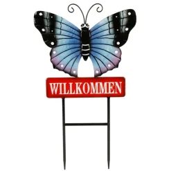 Gartenstecker Schmetterling Willkommen 60Cm