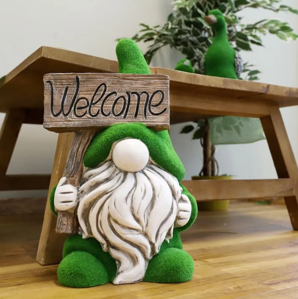 Gartenzwerg Welcome Mit Gras-Optik 40Cm