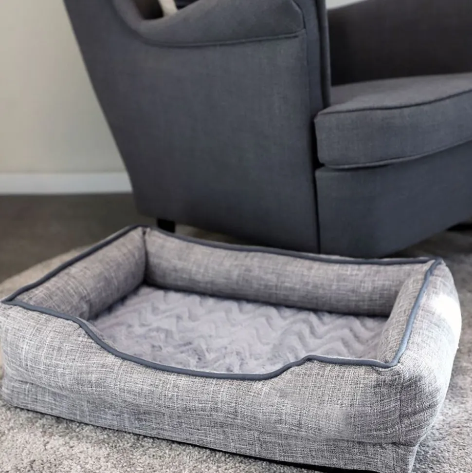Gepolstertes Hundebett Gr. S 65X49X17Cm Grau