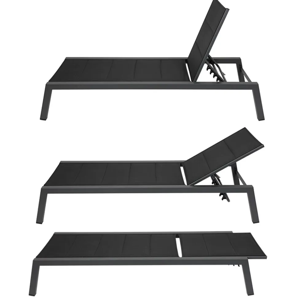 Gepolsterte Sonnenliege 190X70X95Cm Anthrazit/Schwarz