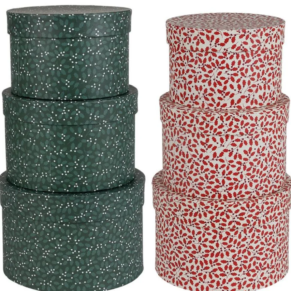 Geschenkboxen-Set Rund Ilex 3-Teilig