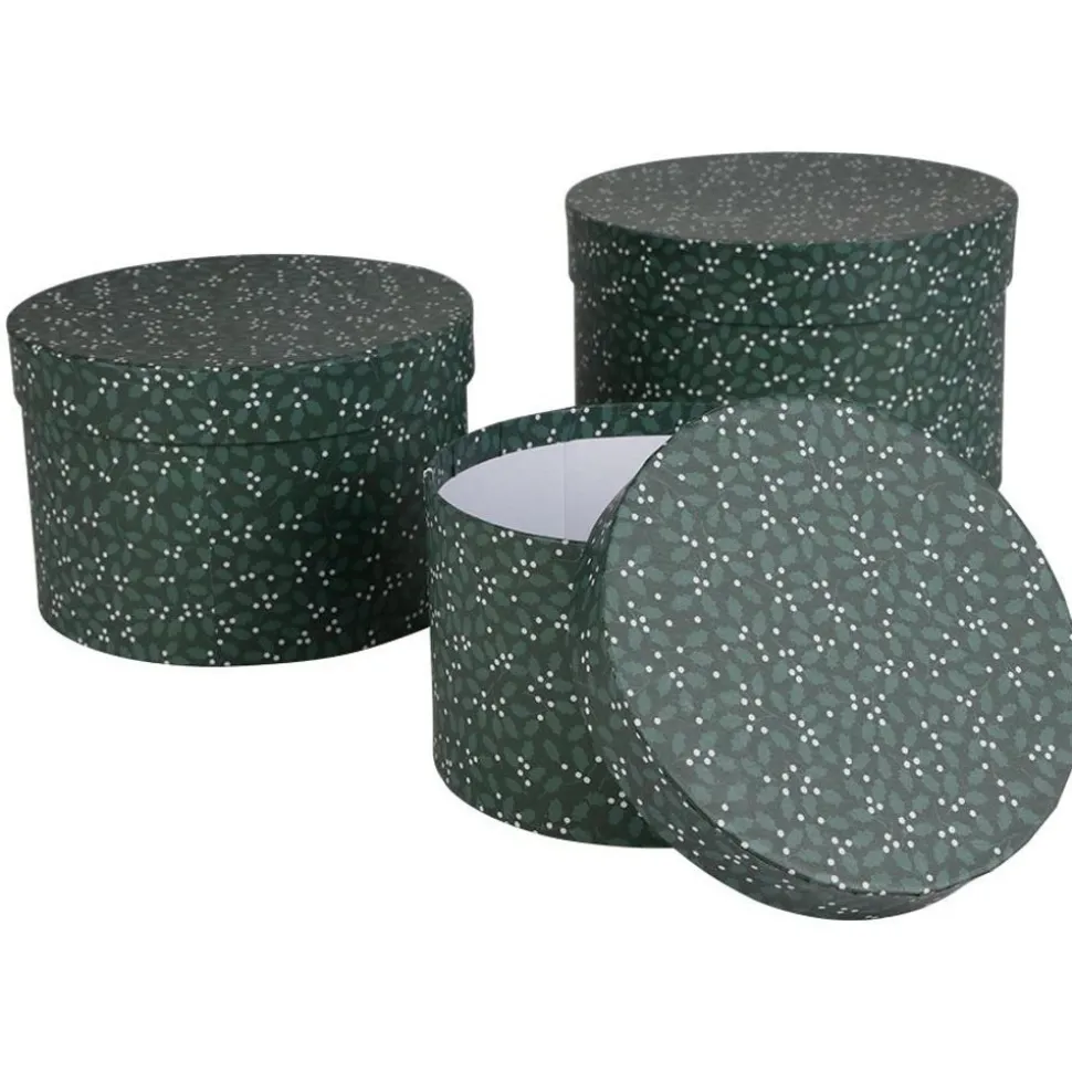 Geschenkboxen-Set Rund Ilex 3-Teilig