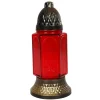 Glas-Grablicht Kreuz Mit Kerze 24Cm Rot