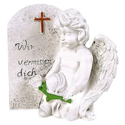 Grab-Spruchstein Engel Mit Rose 17X20,5X10Cm