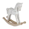 Groses Deko-Schaukelpferd Aus Holz White-Washed