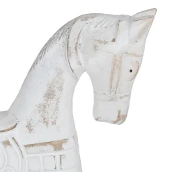 Groses Deko-Schaukelpferd Aus Holz White-Washed