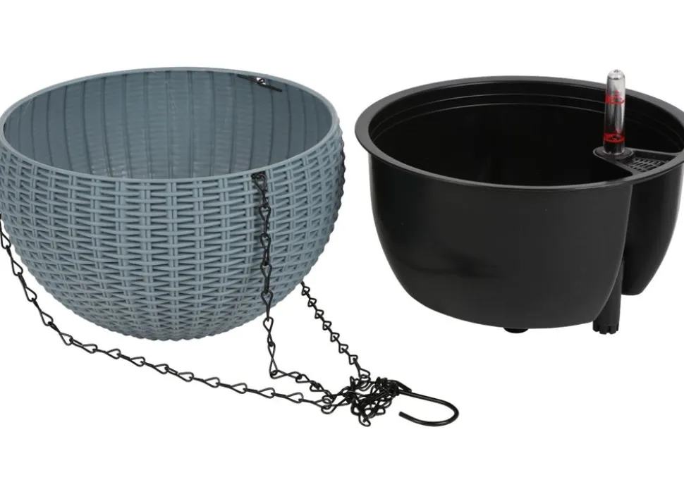 Gruner Jan Hangeampel Rattanoptik 22Cm Rauchblau