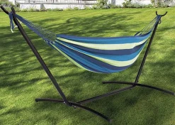 Hangematte Mit Gestell 270X108X100Cm Blau Gestreift