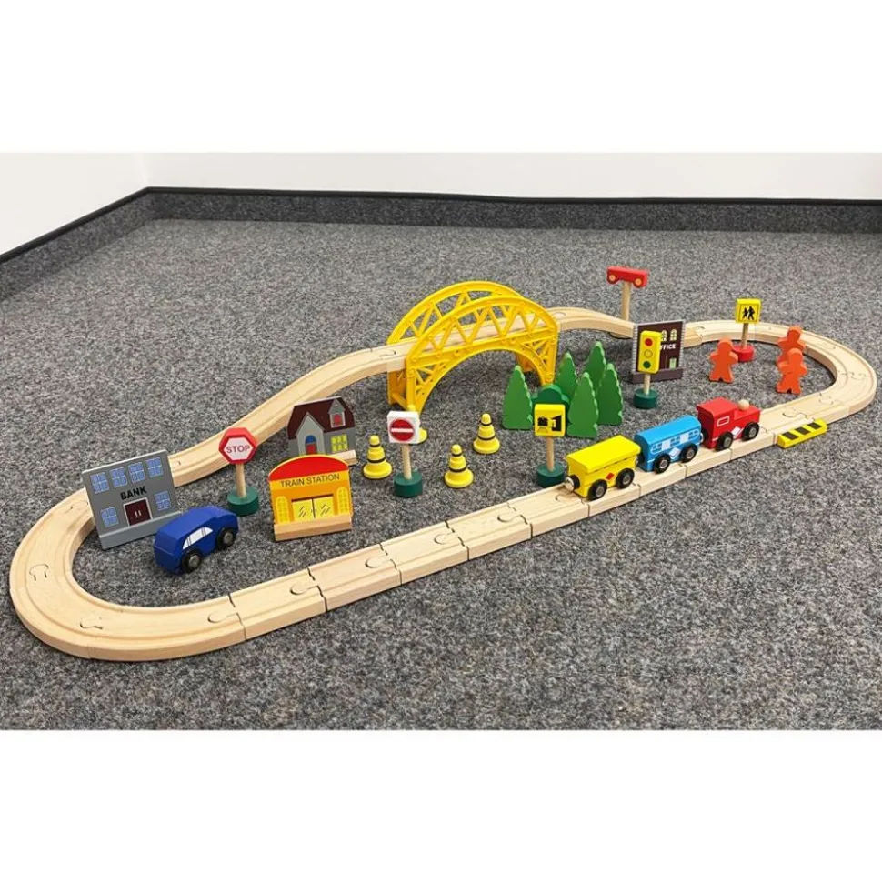Holzeisenbahn-Spielset 60-Teilig