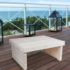 Holz-Gartentisch 70X32X59Cm White-Washed