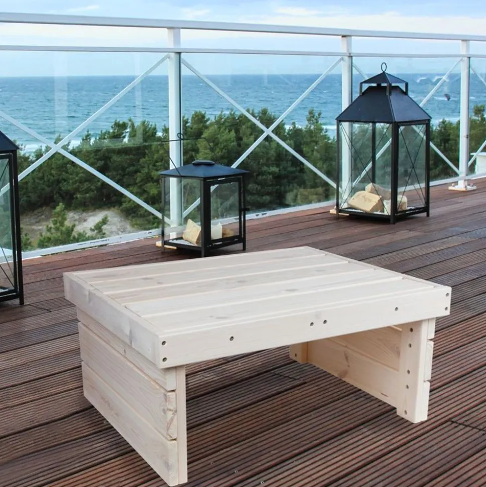 Holz-Gartentisch 70X32X59Cm White-Washed