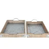 Holztablett-Set Mit Zinkplatte 2-Teilig