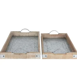 Holztablett-Set Mit Zinkplatte 2-Teilig