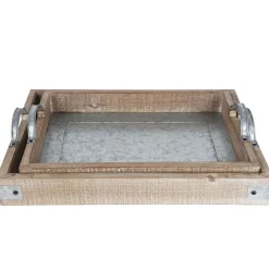 Holztablett-Set Mit Zinkplatte 2-Teilig