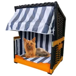 Hundestrandkorb Blau/Weis