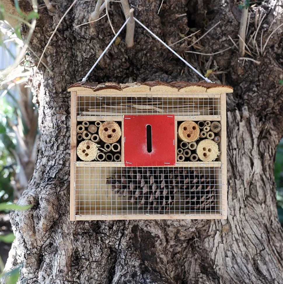 Insektenhotel Mit Fichtenholzdach 29X27X10Cm