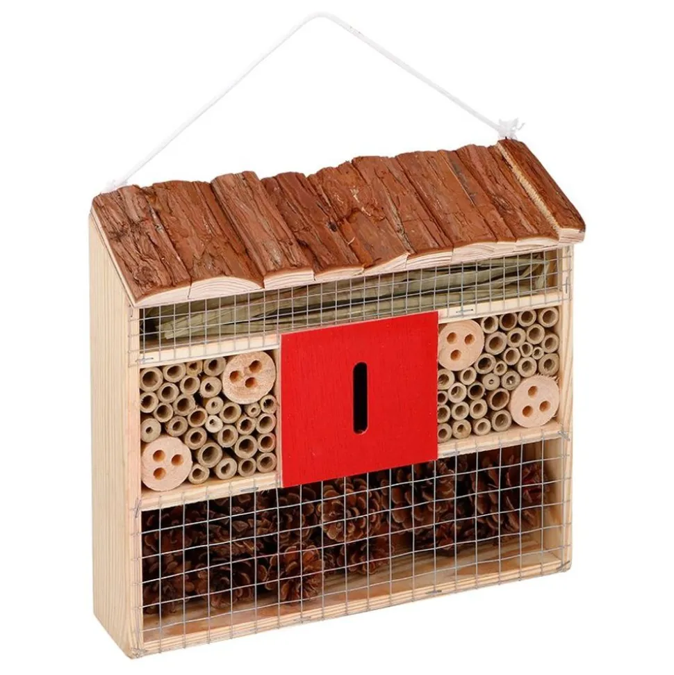 Insektenhotel Mit Fichtenholzdach 29X27X10Cm