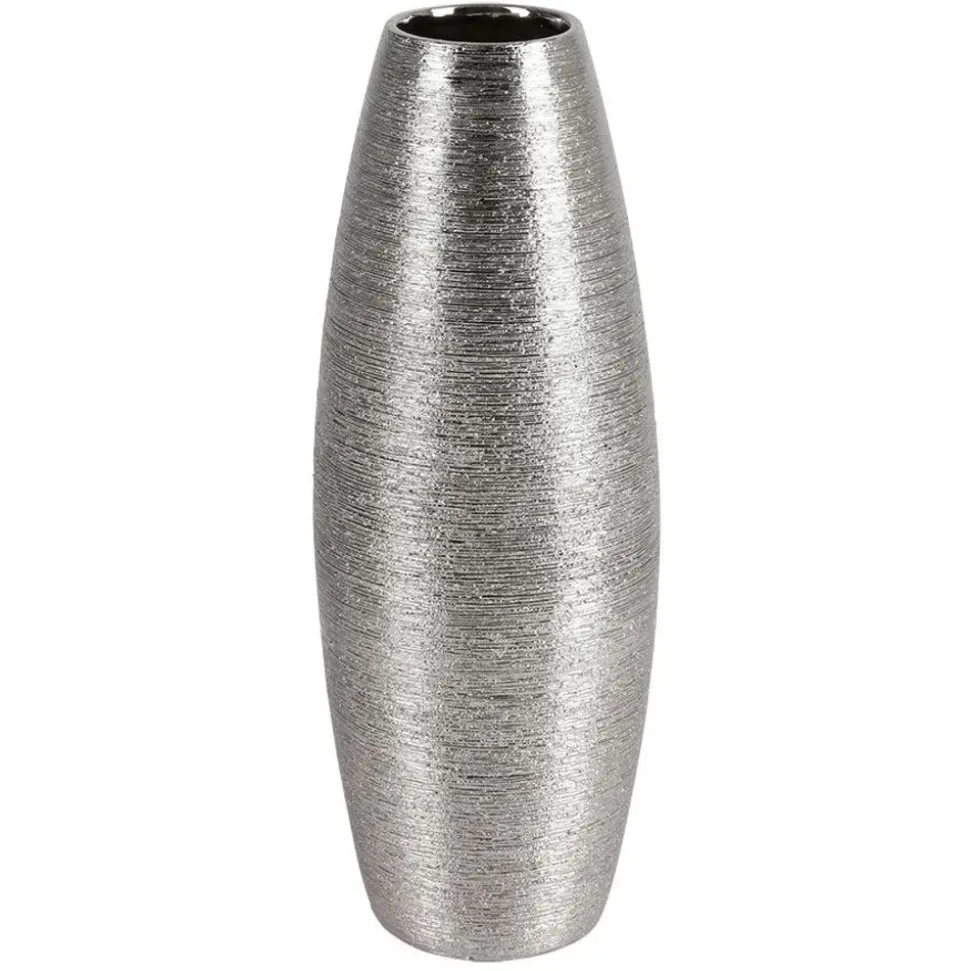 Keramik-Vase 12X32Cm Silber