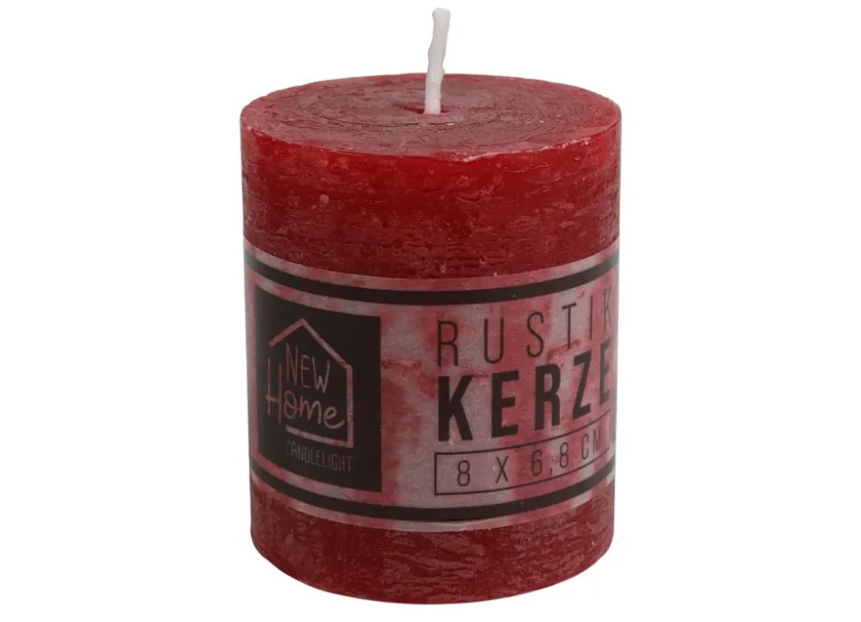 Kerze Rustikal 68X80Mm Bordeaux