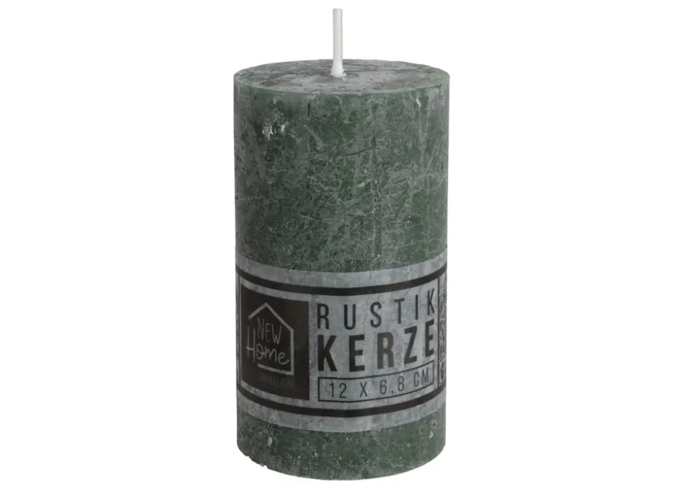 Kerze Rustikal 68X120Mm Dunkelgrun