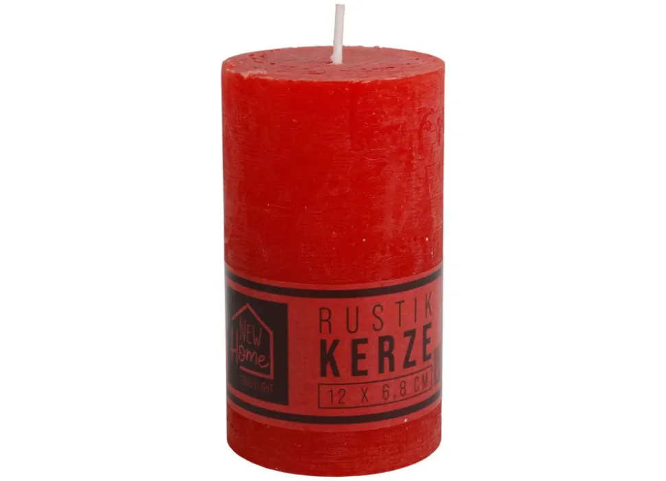 Kerze Rustikal 68X120Mm Rot