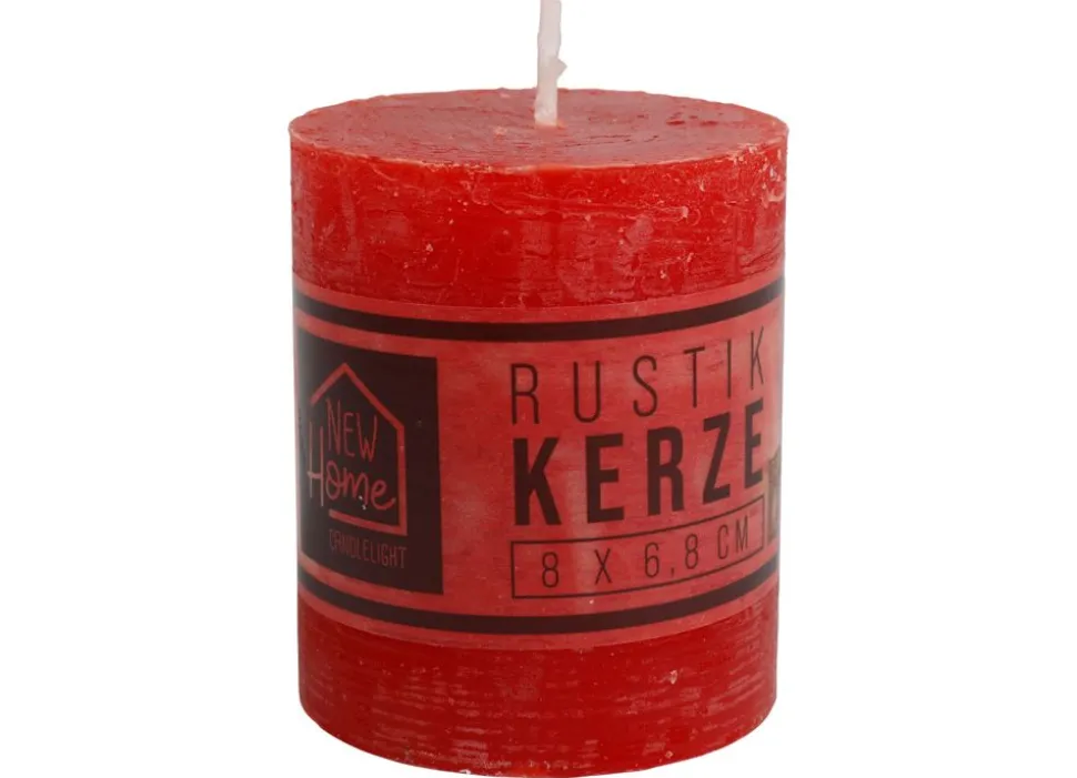 Kerze Rustikal 68X80Mm Rot