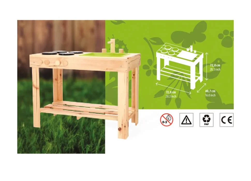Kinder-Spielkuche Aus Holz 78X72X40Cm