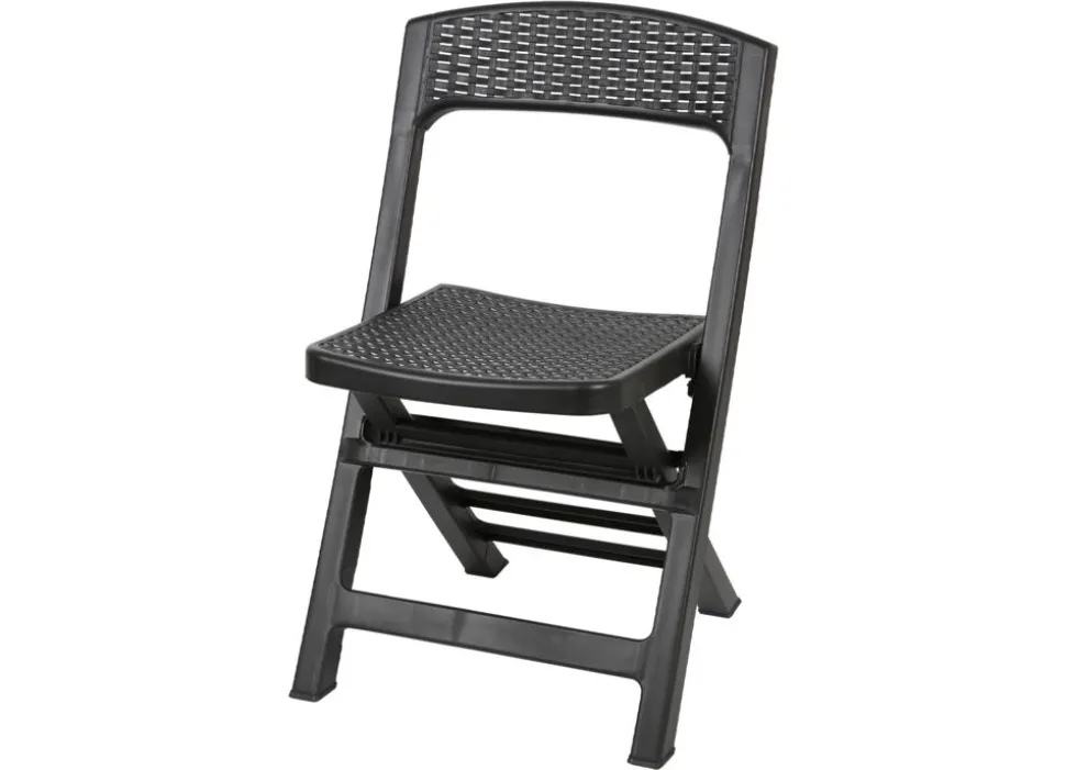 Klappstuhl Asso Rattanoptik Ca. 48X76X47Cm Anthrazit
