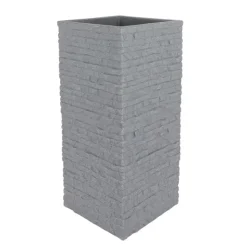 Kubus Ziegel-Saulentopf 26X26X60Cm Grau