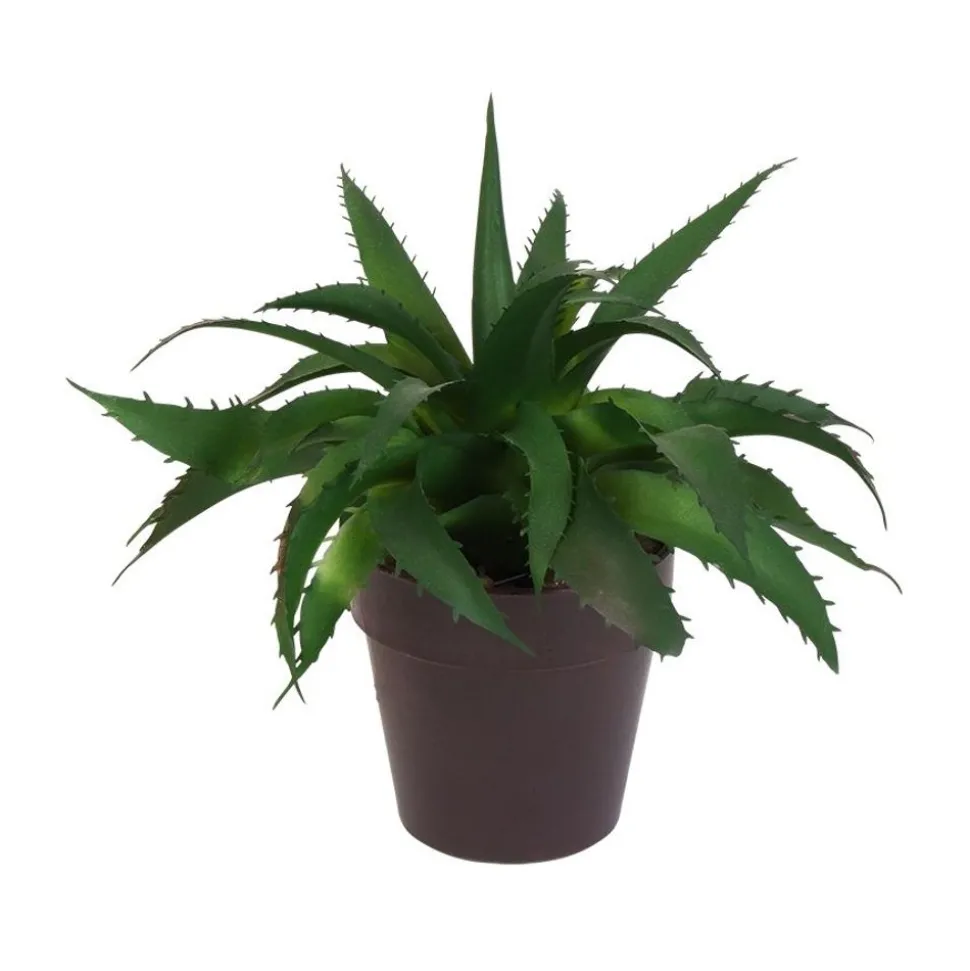 Kunstliche Aloe Vera Im Kunststofftopf 17Cm Dunkelgrun