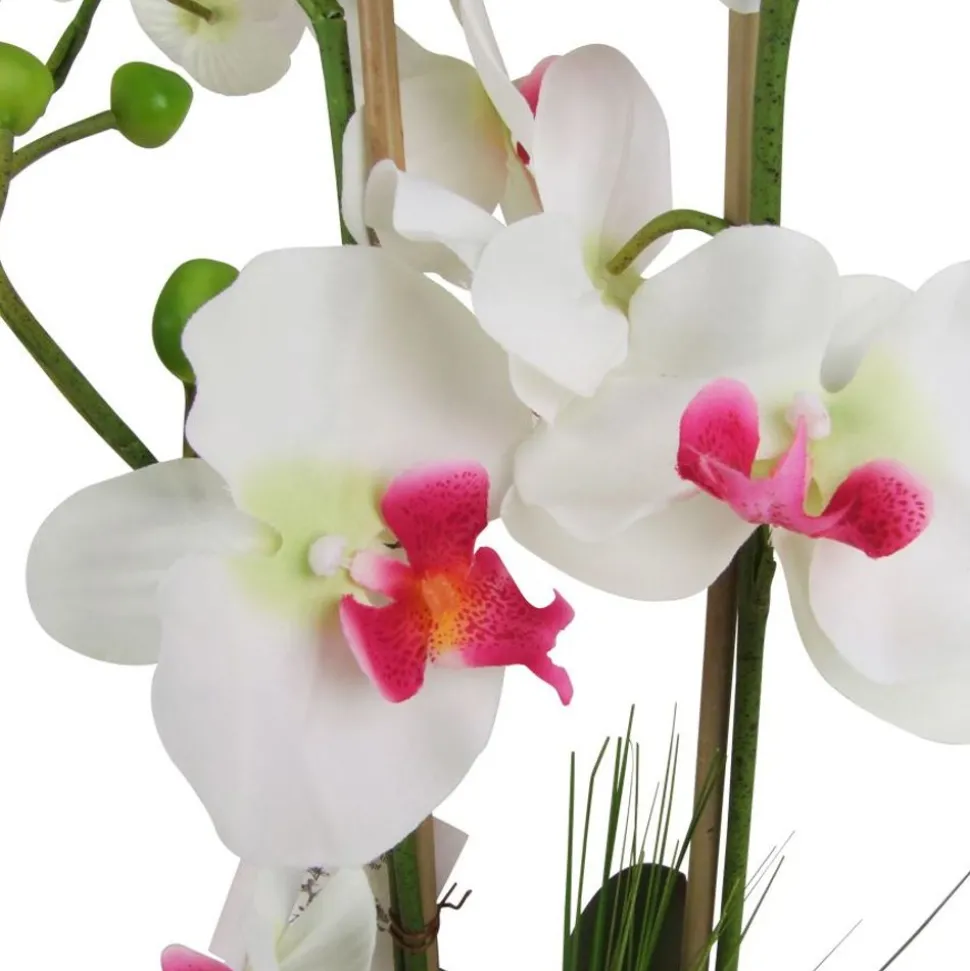 Kunstliche Orchidee Mit 3 Rispen Weis/Pink