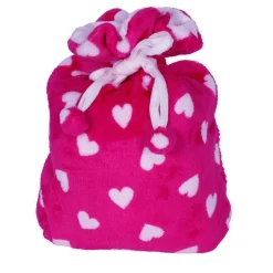 Kuscheldecke Herzen 130X160Cm Mit Beutel Pink