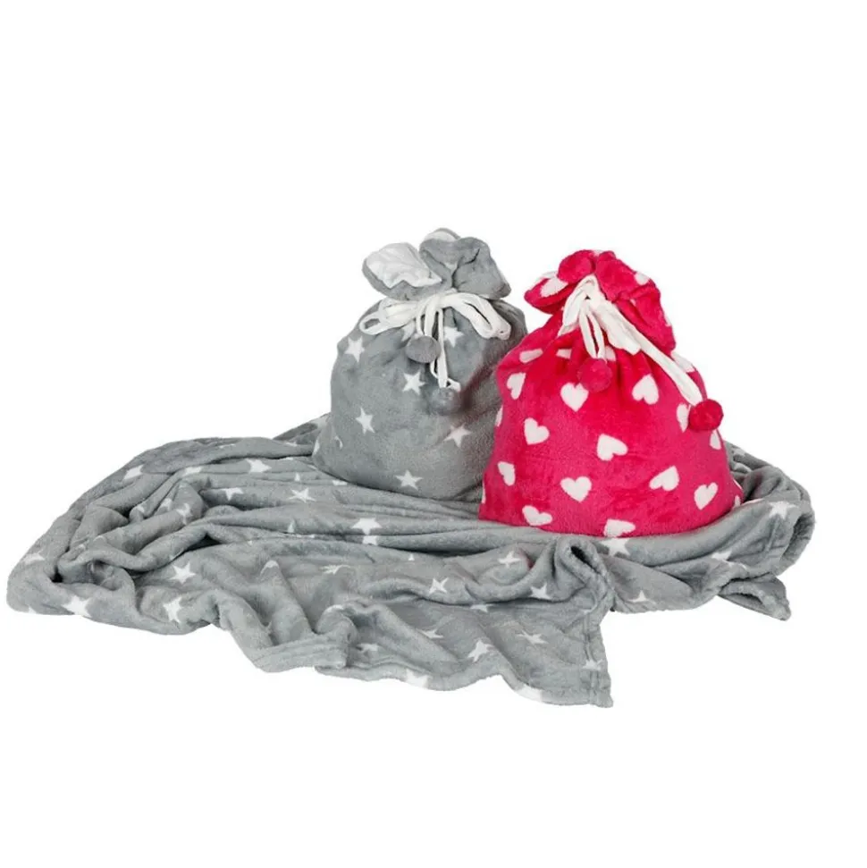 Kuscheldecke Herzen 130X160Cm Mit Beutel Pink