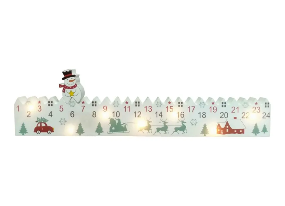 Led-Adventskalender Aus Holz Mit Timer 38X2X10Cm