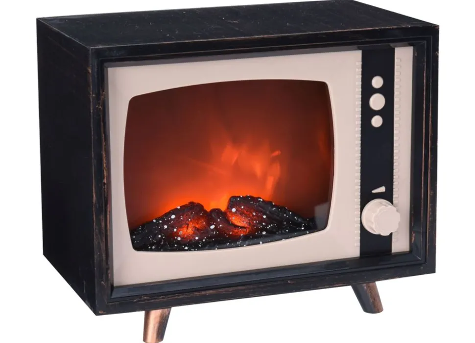 Led-Deko-Kamin Nostalgie-Fernseher