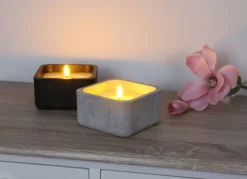 Led-Kerze Mit Zementoptik Und Flackerlicht 12X12X6,5Cm