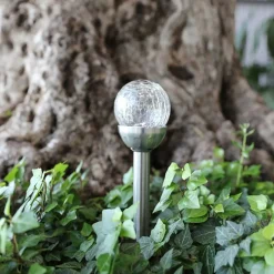 Led-Solar-Gartenleuchte Mit Crackle-Glaskugel Und Farbwechsler
