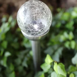 Led Solar-Gartenleuchte Mit Crackle-Glaskugel Kaltweis