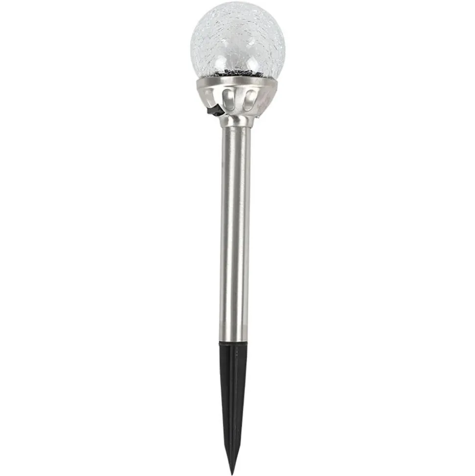 Led Solar-Gartenleuchte Mit Crackle-Glaskugel Kaltweis