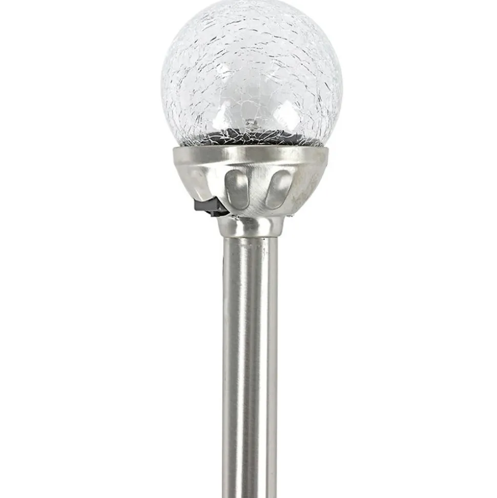 Led Solar-Gartenleuchte Mit Crackle-Glaskugel Kaltweis