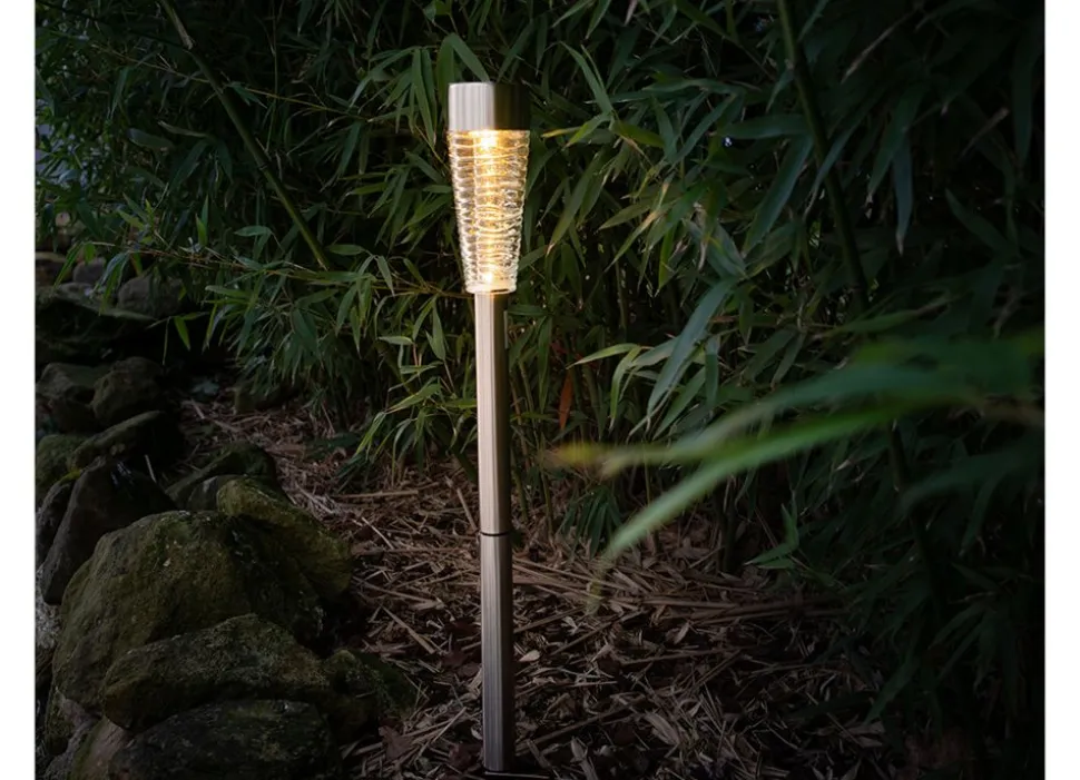Led-Solar-Wegeleuchte Aus Edelstahl Und Echtglas 79Cm Warmweis