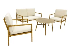 Lounge-Sitzgruppe Mit Sitzkissen In Bambusoptik
