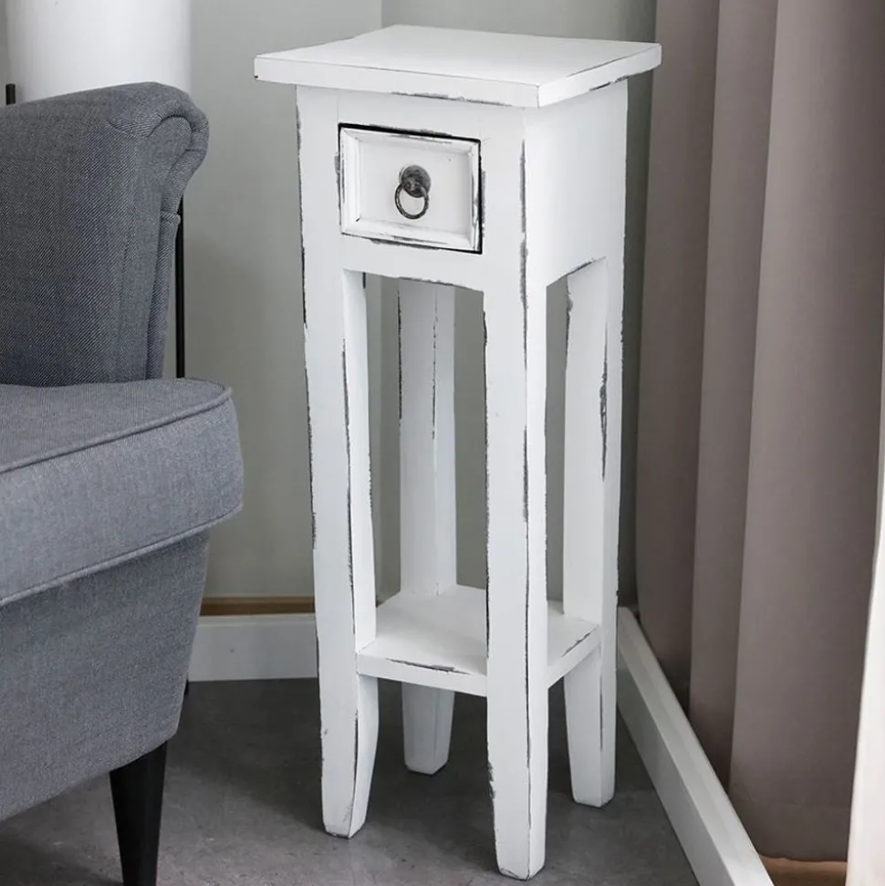 Mahagoni-Beistelltisch 25X25X66Cm Antik-Weis