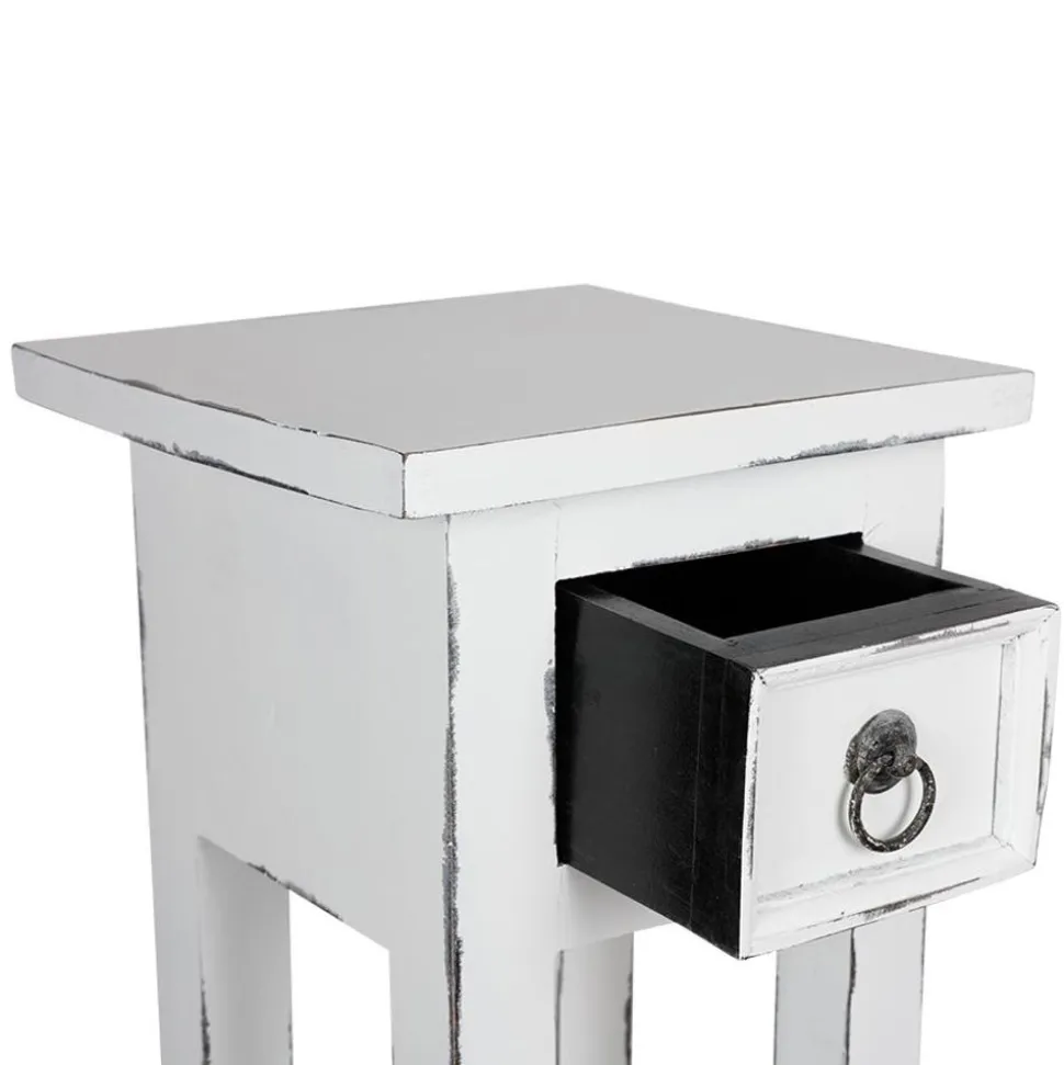 Mahagoni-Beistelltisch 25X25X66Cm Antik-Weis