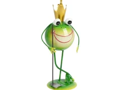 Metallfrosch Stehend Mit Gartenwerkzeug 28,5Cm