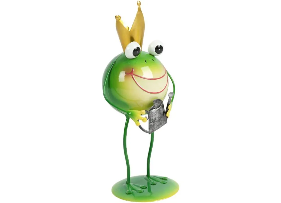 Metallfrosch Stehend Mit Gartenwerkzeug 28,5Cm