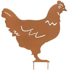 Metall-Gartenstecker Huhn 36,5X47Cm Rostbraun