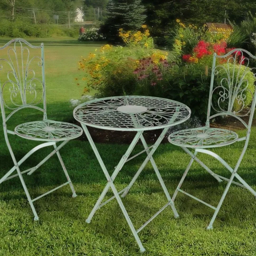 Metall-Klappstuhle Antik-Grun 2Er-Set
